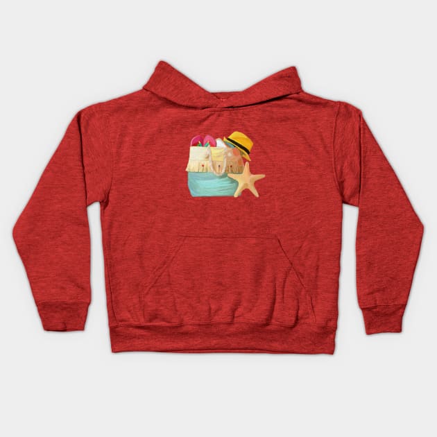 Sunny Beach Bag Kids Hoodie by Veralex